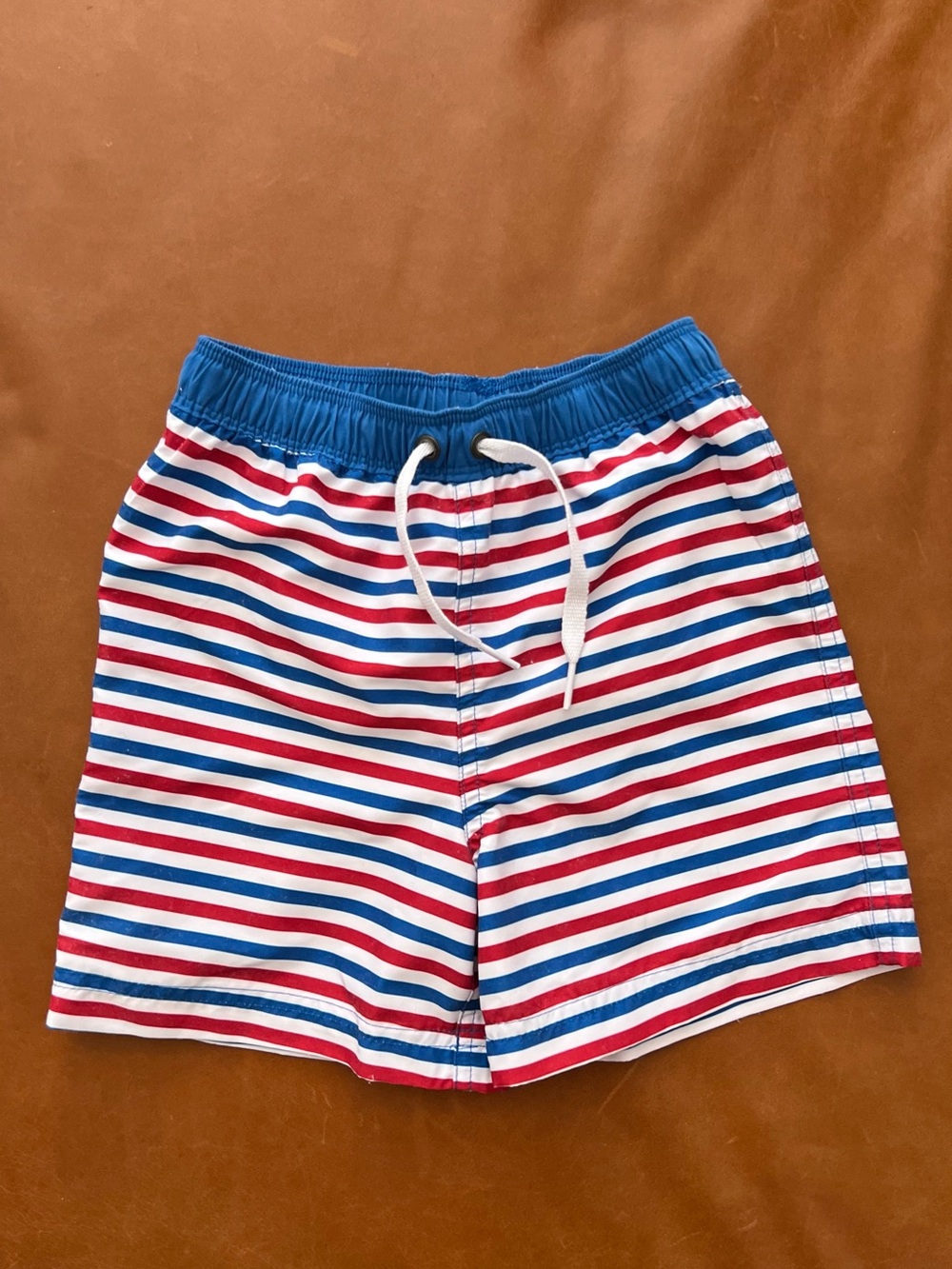 HANNA ANDERSSON Blue & Red Striped Swim Trunks, 3T